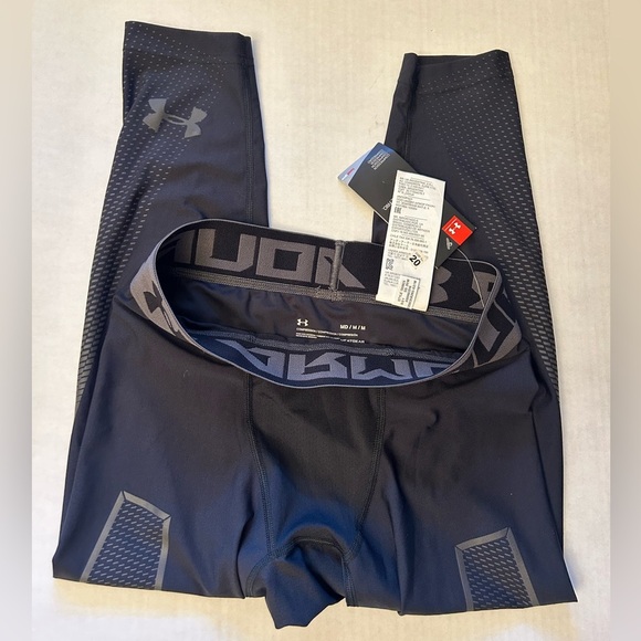 Under Armour Heat Gear Compression running Black Performance tights NWT Sz-M I9 - Picture 1 of 8